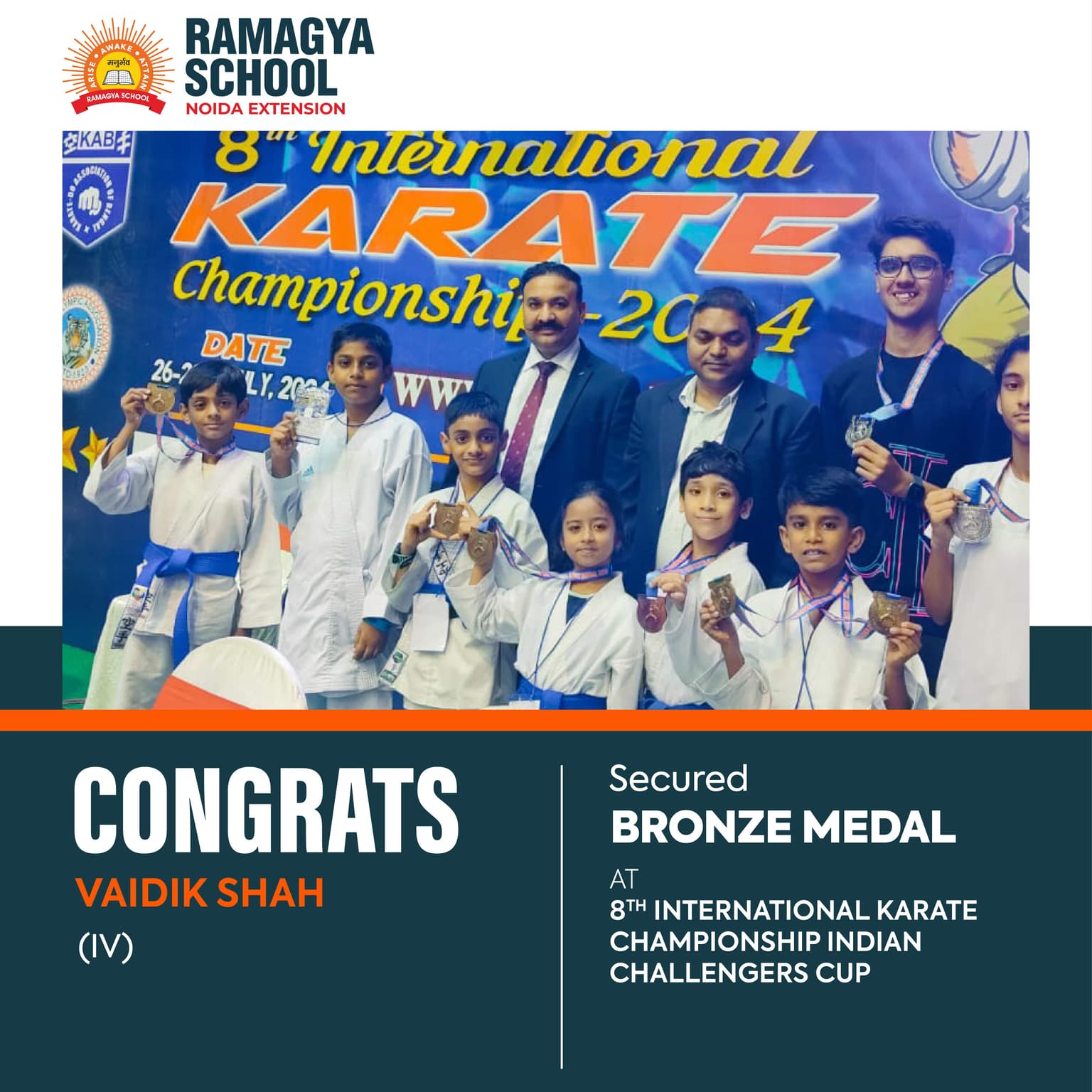 Vaidik Shah Shines with Bronze Medal at Indian Challengers Cup Karate Championship!
