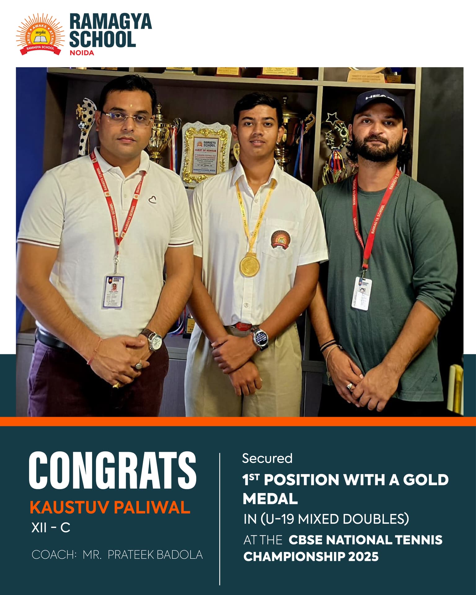 Kaustuv Paliwal Wins Gold at CBSE National Tennis Championship
