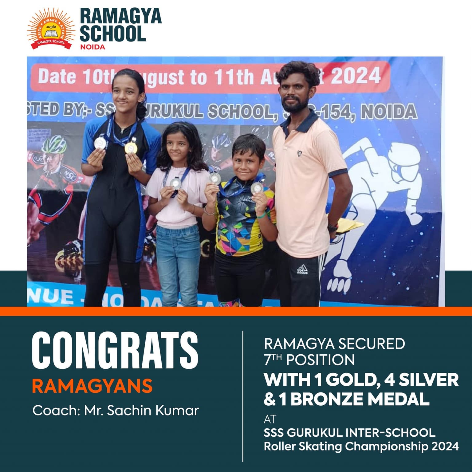 Ramagya School’s Skating Champions Triumph at SSS Gurukul Inter-School Roller Skating Championship 2024