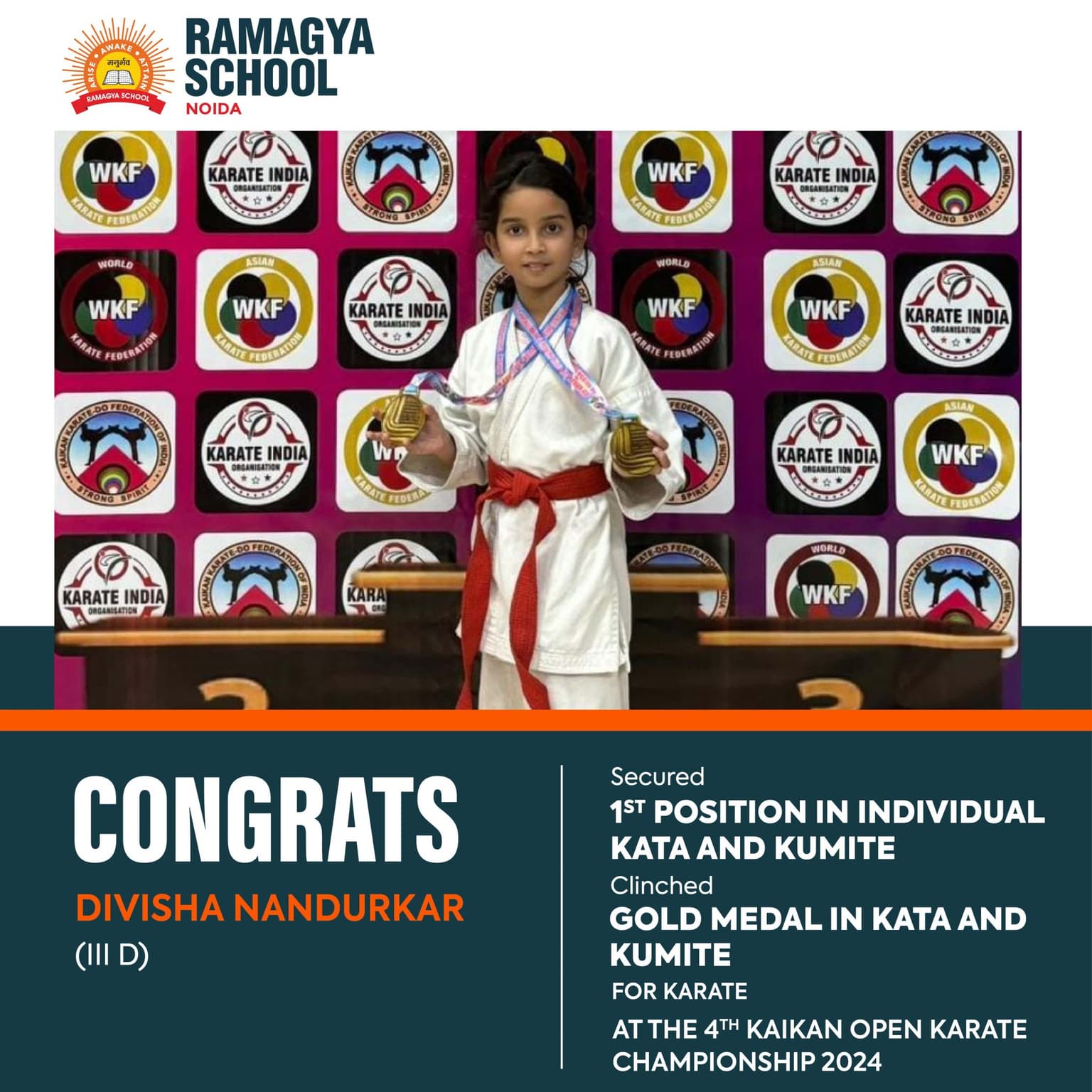 Double Gold for Divisha Nandurkar at the 4th Kaikan Open Karate Championship 2024