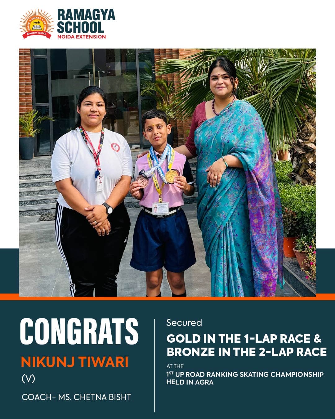 Gold &amp; Bronze Glory: Nikunj Tiwari Shines at the 1st UP Road Ranking Skating Championship!