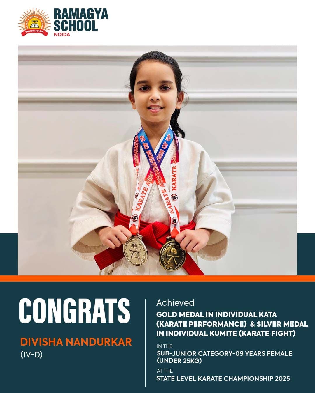 Divisha Nandurkar Strikes Gold &amp; Silver at State-Level Karate Championship 2025