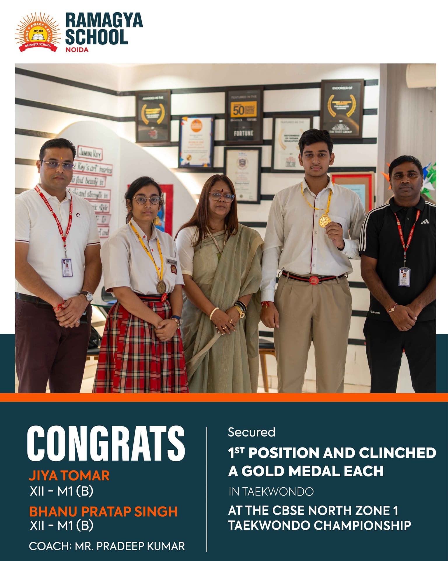 Gold Medal Victories at CBSE North Zone 1 Taekwondo Championship