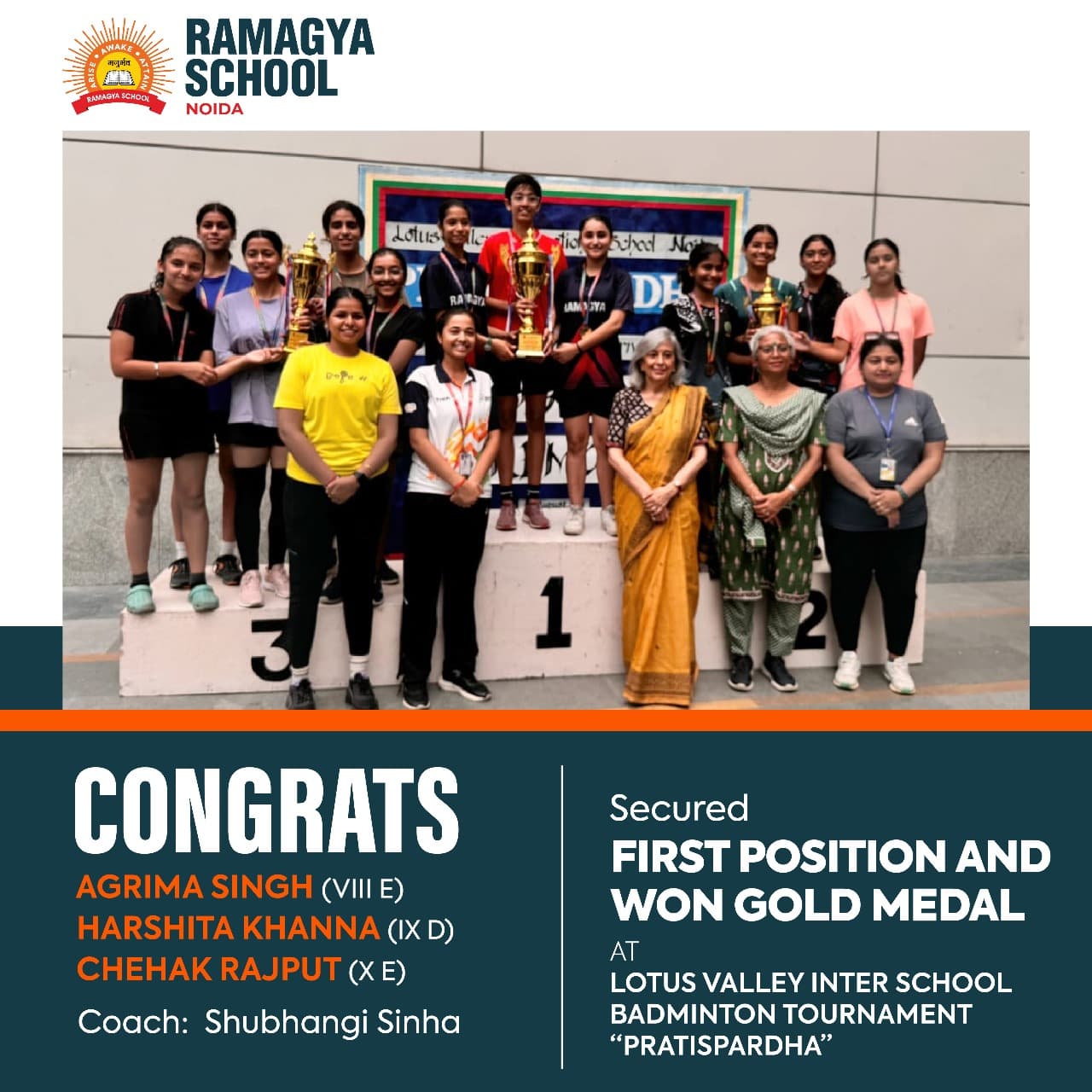 Ramagya’s Badminton Team Wins Gold at Lotus Valley Tournament