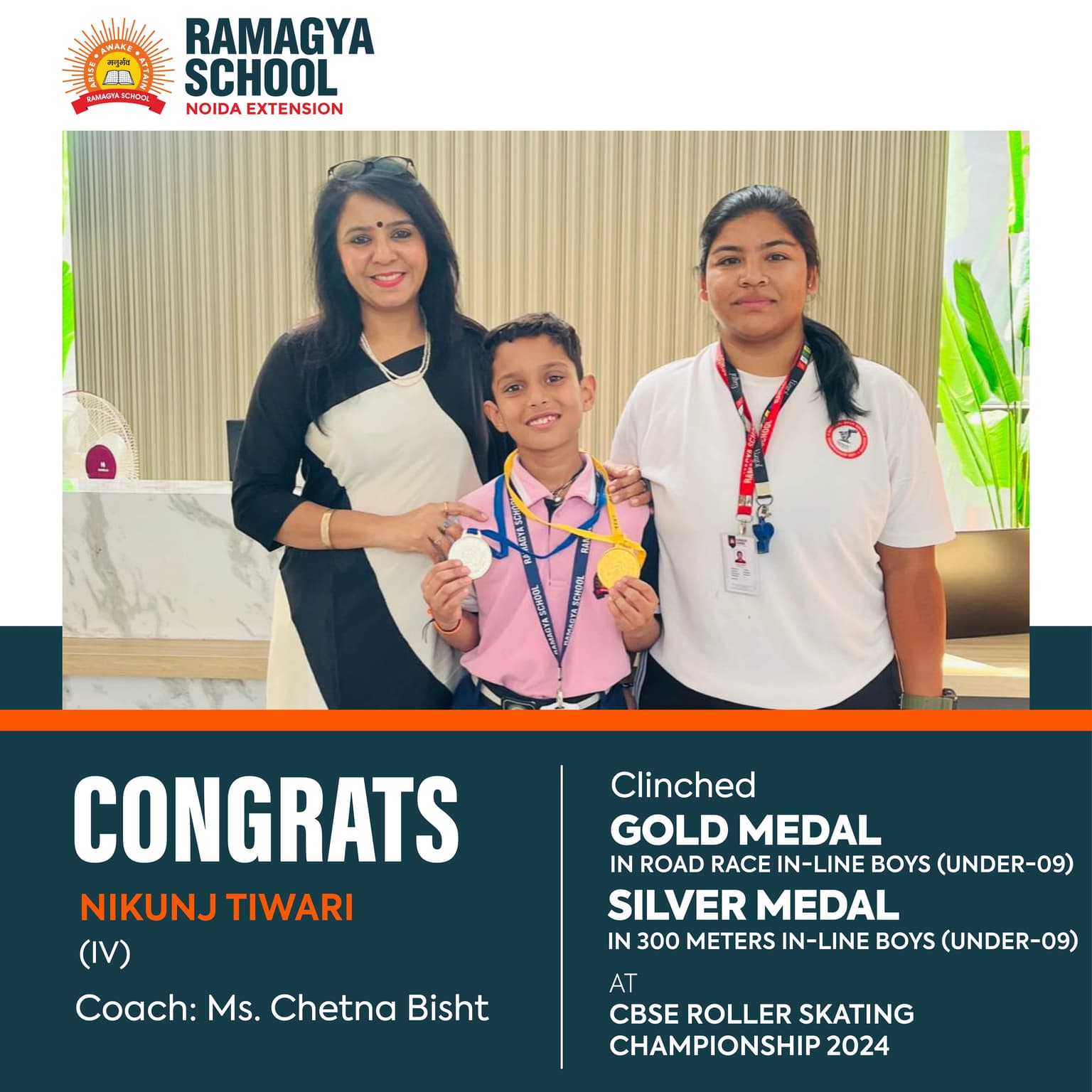 Nikunj Tiwari Shines at the CBSE Roller Skating Championship 2024