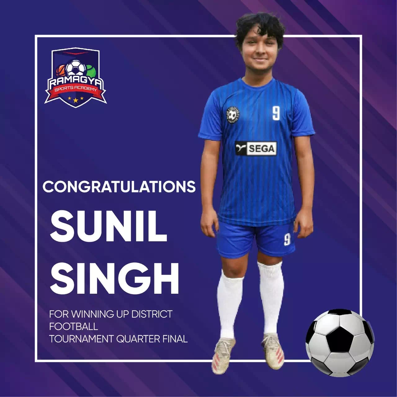 Congratulations Sunil Singh Negi For Wining UP District Football Tournament Quarter Final 2022