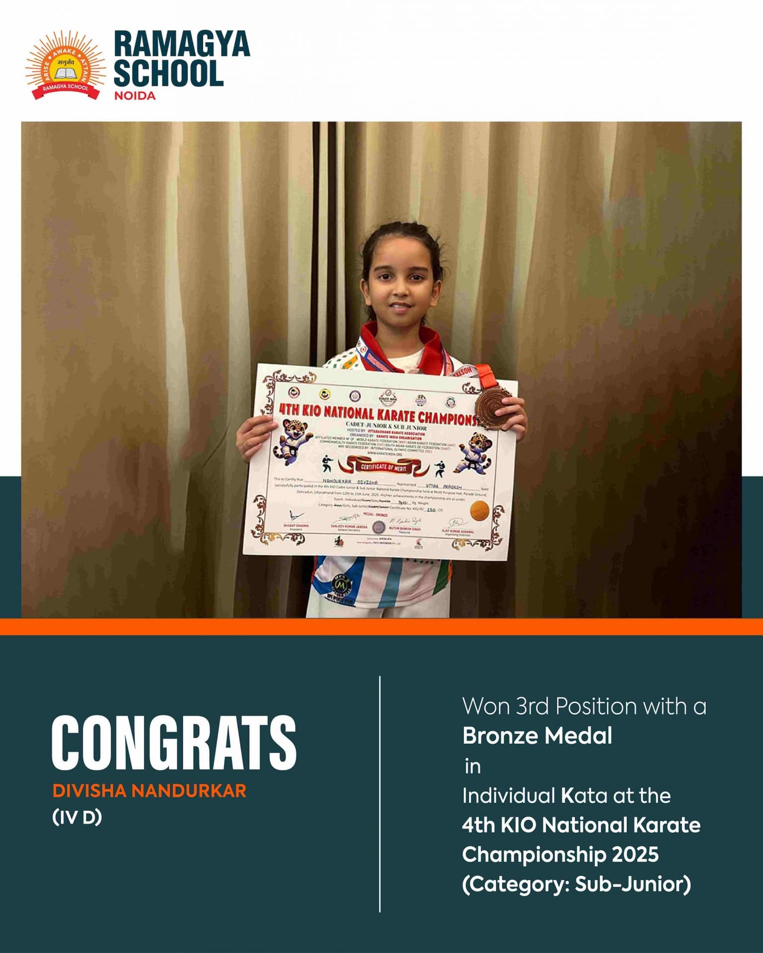 Ramagya’s Karate Prodigy Wins Bronze at National Championship